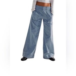 Wide Leg Jeans Elastic Waisted Back Casual Trendy Baggy Jeans Pull On Denim